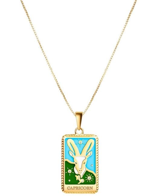 Karma and Luck Blue Plated Cz Pendant Necklace