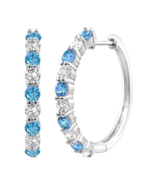 Lab Grown Gemstones Blue 0.80 Ct. Tw. Lab-Grown Topaz Hoop Earrings