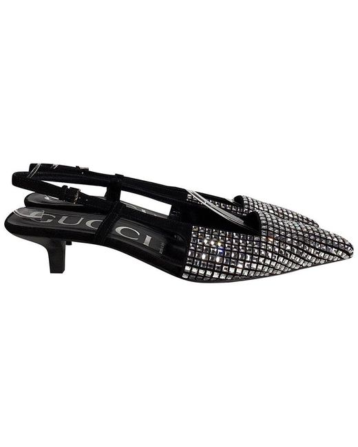 Gucci Black Leather Crystal Slingback Pump (Authentic Pre-Loved)