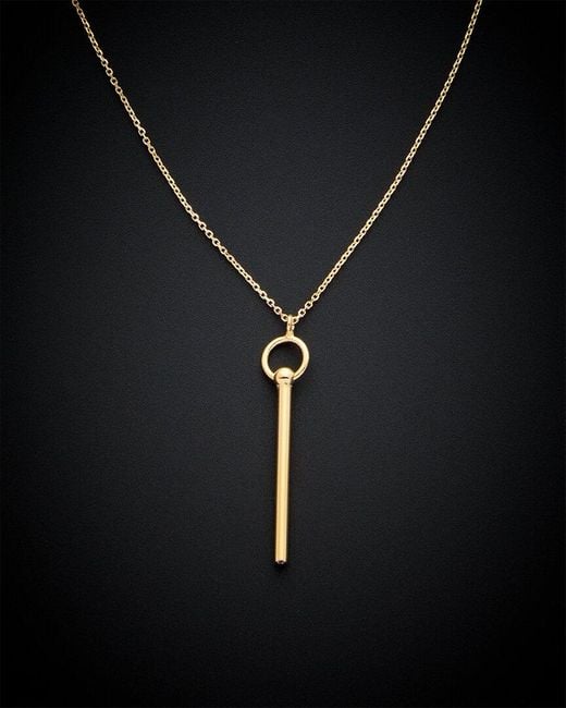 Italian Gold Black 14k Tube Pendant Necklace
