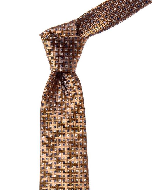 Canali Brown Squares Silk Tie for men