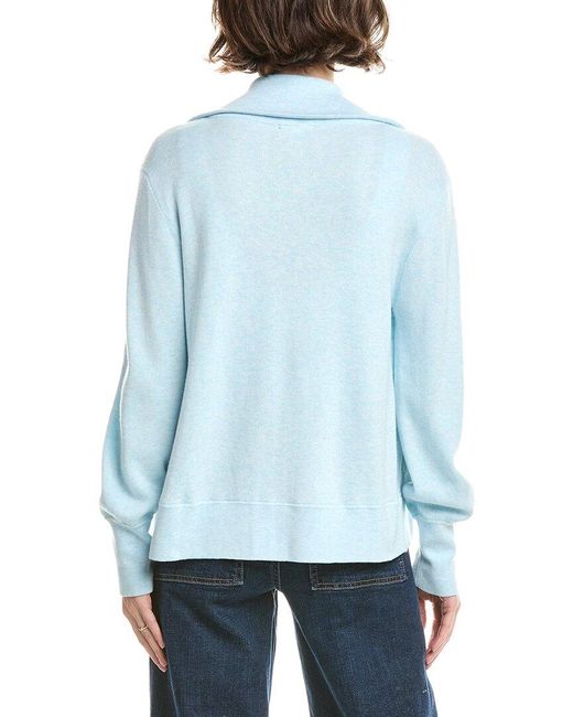 Forte Blue Short Zip Collared Cashmere-Blend Cardigan