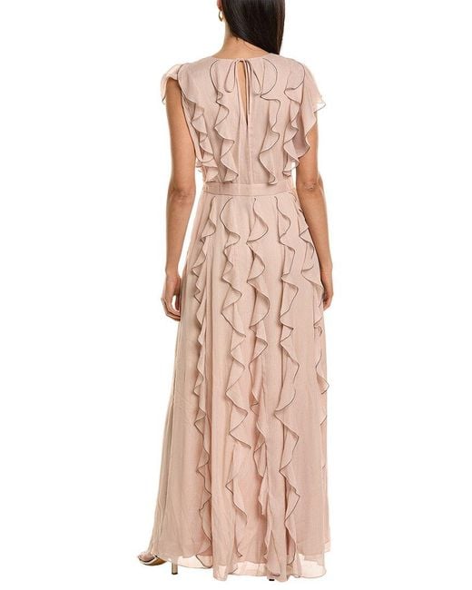 Ted Baker Pink Ruffle Maxi Dress With Metal Ball Trim