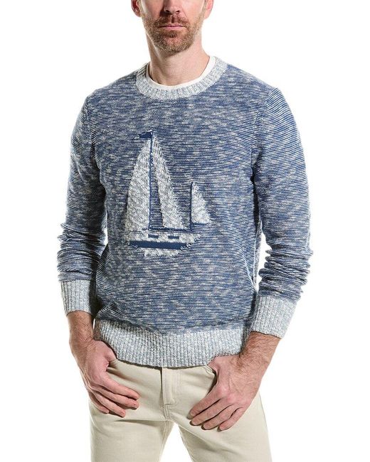 Brooks Brothers Blue Sailboat Crewneck Sweater for men