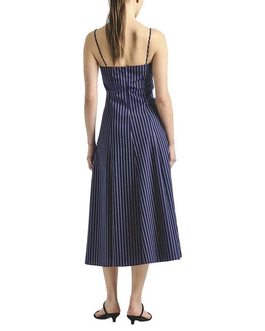 10 Crosby Derek Lam Blue Zandra Striped Shirting Tie Front Dress