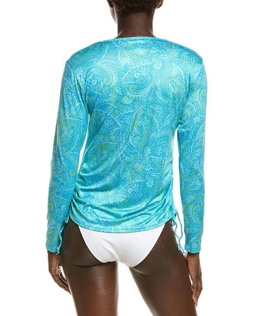 Stella Parker Blue Adjustable Side Shirred Rashguard Top