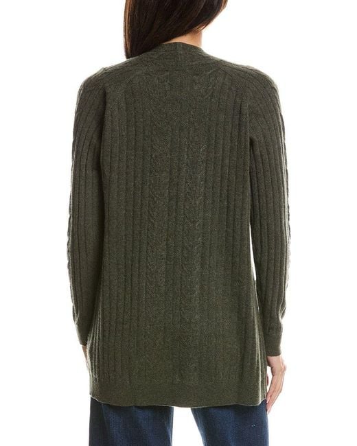 Forte Green Easy Cable Detail Cashmere Cardigan