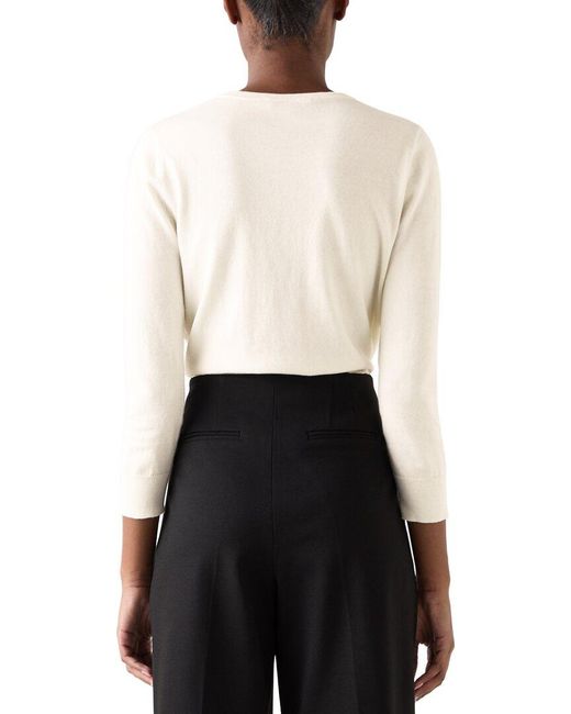 L.K.Bennett White Lottie Wool-Blend Cardigan