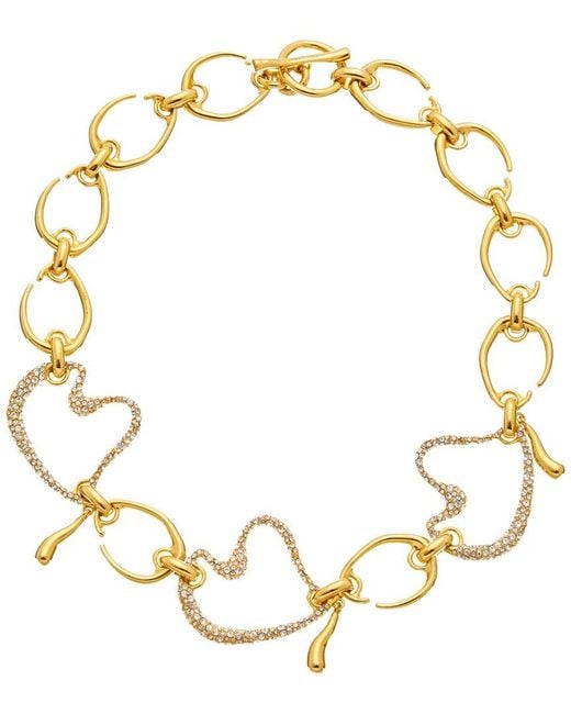 Oscar de la Renta Metallic Wire O & Pavé Heart Necklace