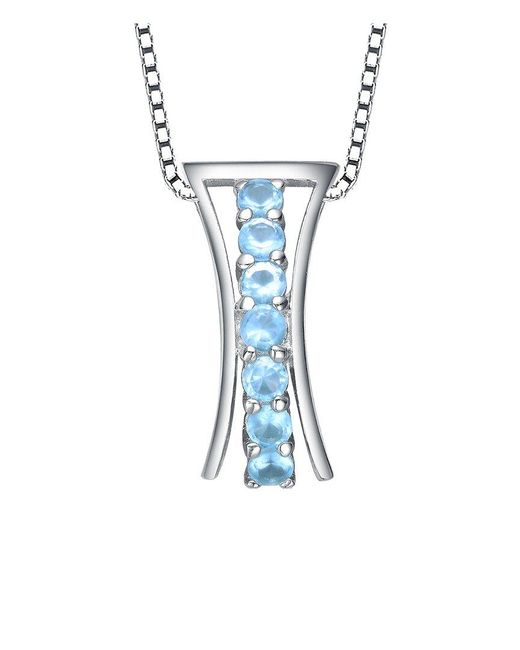 Genevive Jewelry Blue Silver Cz Pendant