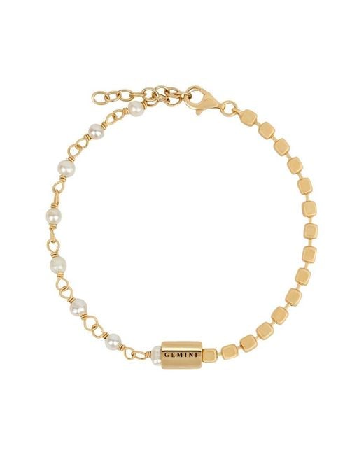 Karma and Luck Metallic Zodiac Plated & 4 Mm Pearl Beaded Bracelet