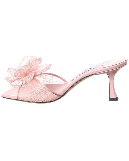 Jimmy Choo Pink Skye/Corsage 70 Lace & Leather Sandal