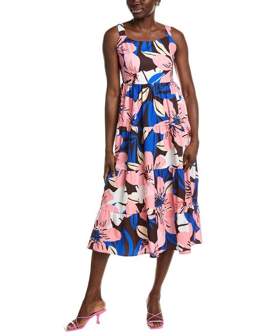 IPPONELLI Blue Tiered Midi Dress