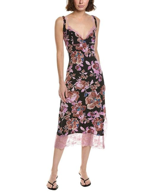 Free People Red Party Crasher Midi Slip Dress