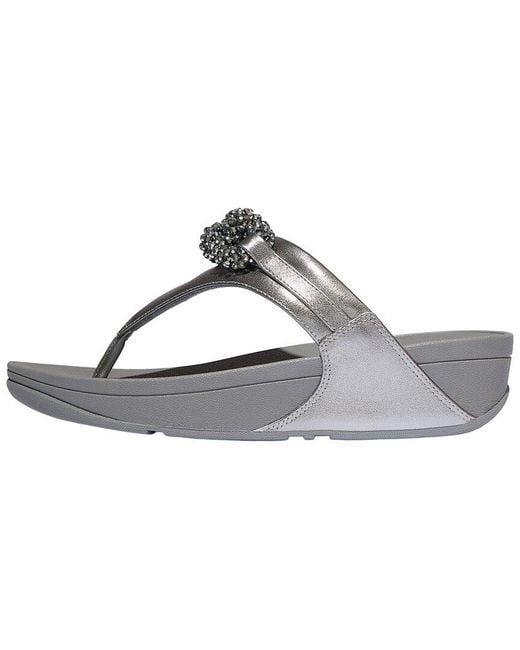 Fitflop Metallic Lulu Beaded Chain Leather Toe Post Sandal