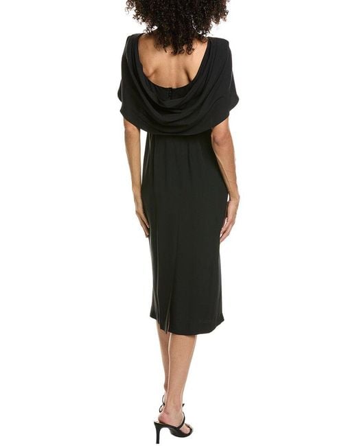 Prada Black Bow Detailed Crepe Midi Dress