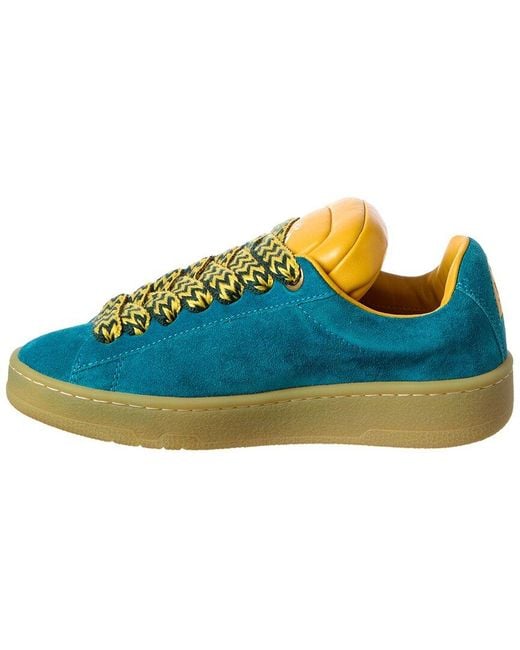 Lanvin Blue Curb Lite Suede & Leather Sneaker