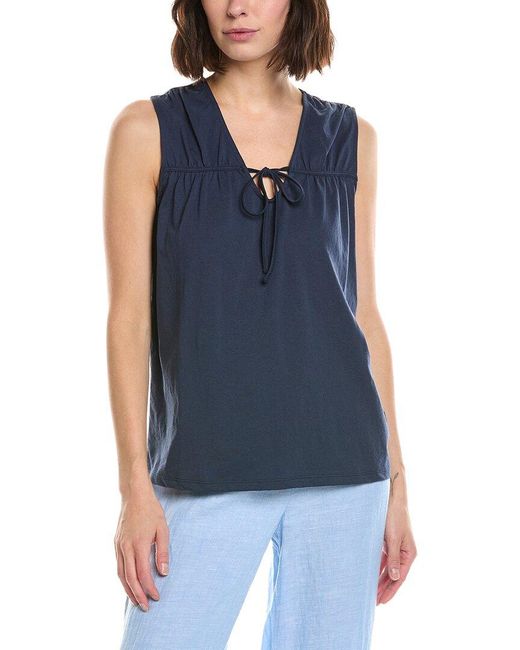 Stella Parker Blue Brighton Ruched Tie Top