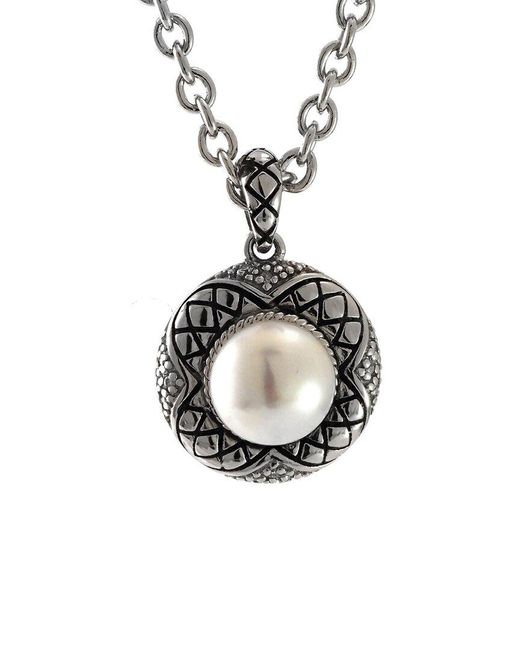 Andrea Candela Metallic Vida De Plata 0.04 Ct. Tw. Diamond & 6-7Mm Pearl Necklace
