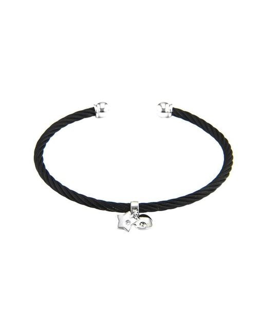 Diamond Select Cuts White Heart 14K & Stainless Steel 0.02 Ct. Tw. Diamond Bangle Bracelet