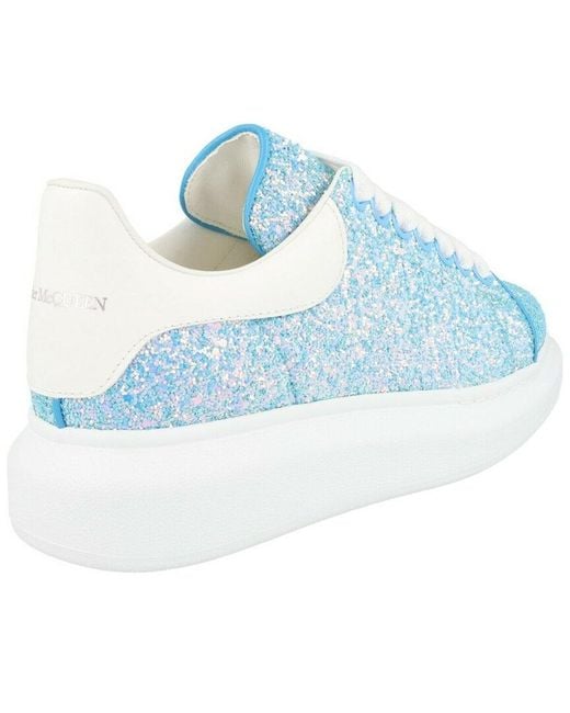 McQueen Blue Glitter Oversized Leather Sneaker