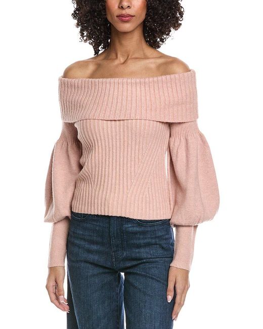 Fate Red Off-Shoulder Wool-Blend Sweater