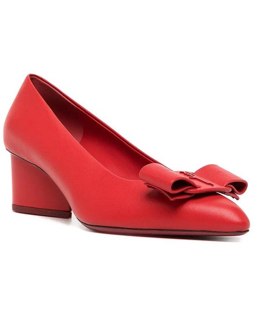 Ferragamo Red Viva Bow Leather Pump