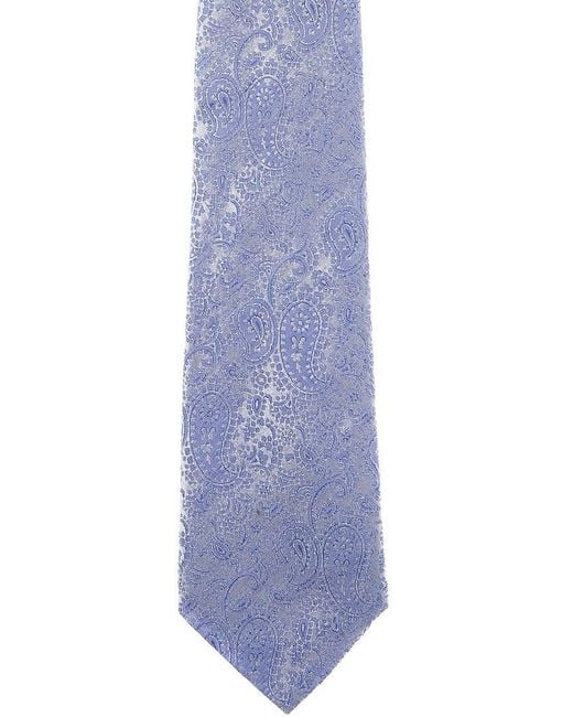 Etro Blue Paisley Linen & Silk-Blend Tie for men