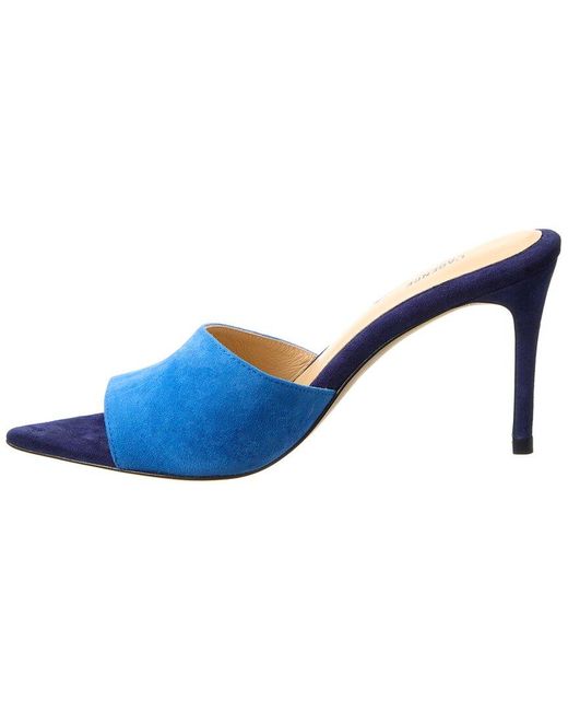 L'Agence Blue Lolita Suede Mule