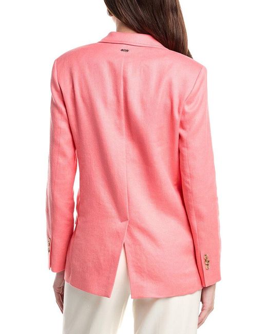 Boss Pink Jopeta Linen-Blend Blazer