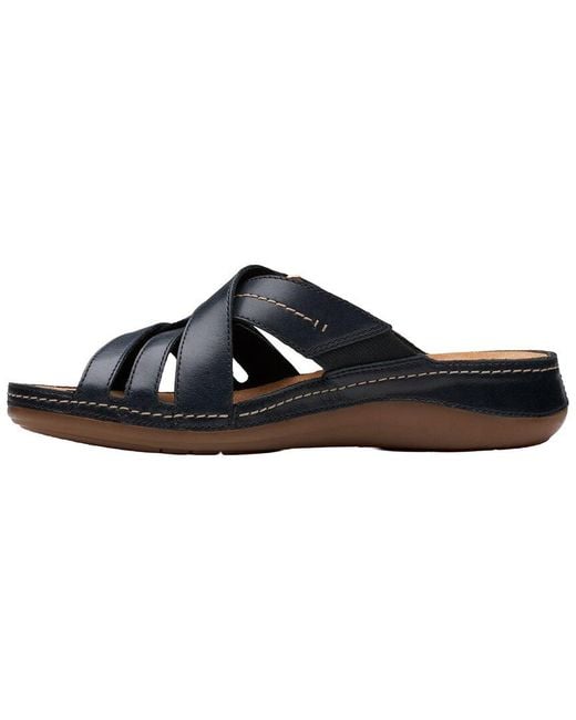 Clarks Blue Cecily Slide Leather Slide