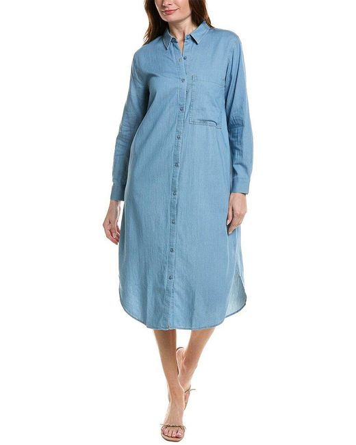 Eileen Fisher Blue Classic Collar Shirtdress