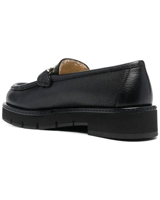 Ferragamo Black Buckle-Detail Leather Loafer