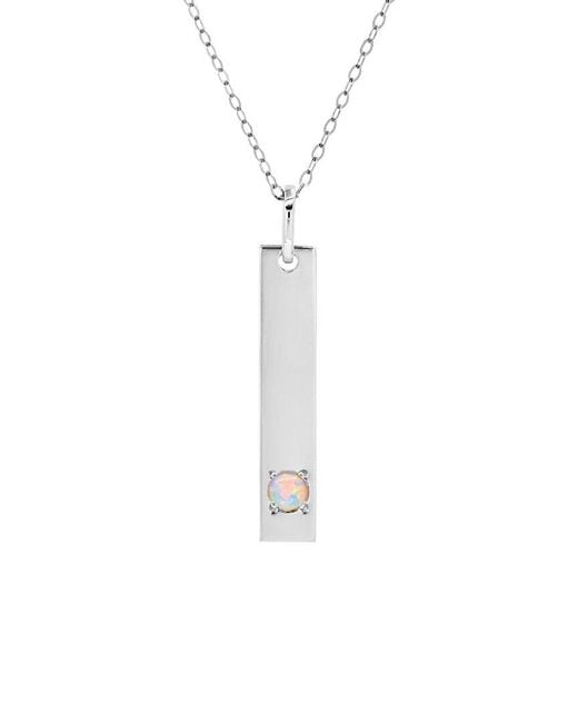 MaxColor White 14K 0.06 Ct. Tw. Lab-Grown Opal Pendant Necklace