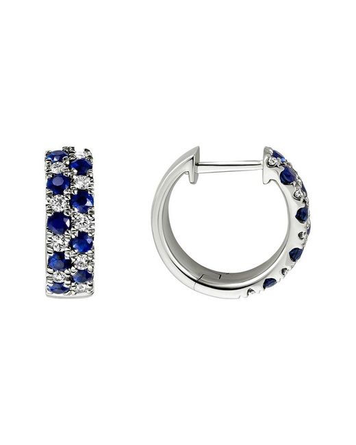 Diamond Select Cuts 14k Diamond .26 Ct. & .89 Ct. Blue Sapphire Earrings