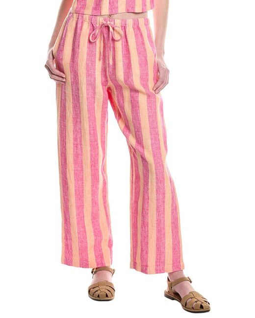 Electric and Rose Pink Sail Crop Linen Pant