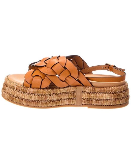 Tod's Orange Leather Wedge Sandal