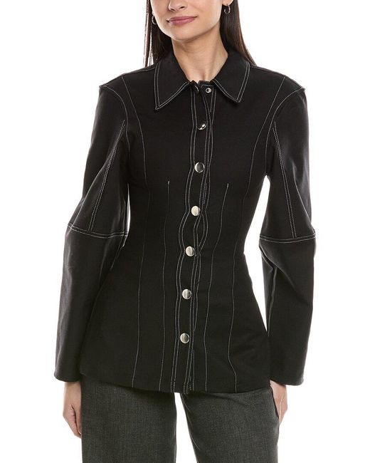 WeWoreWhat Black Structured Balloon Sleeve Shirt