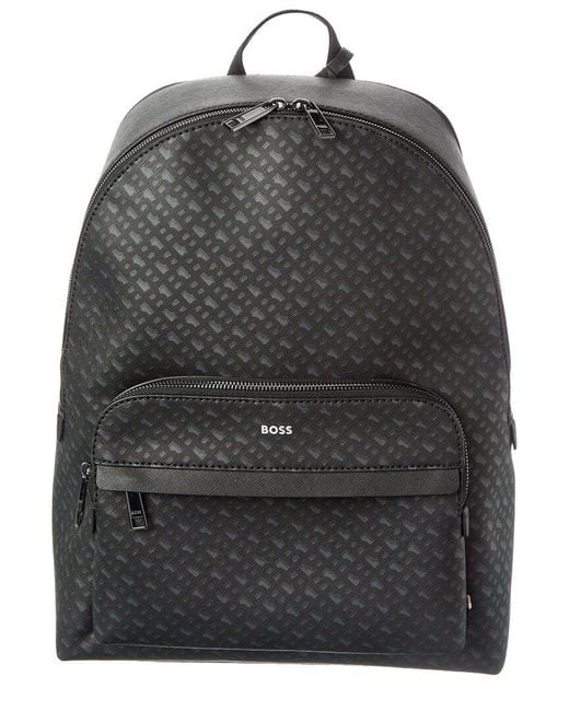 Boss Gray Zair Leather Backpack for men