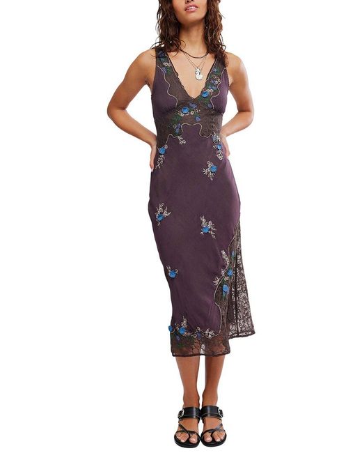 Free People Purple Meet Again Midi Dress