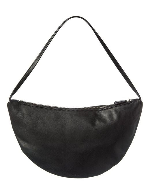 The Row Black Lizzy Small Leather Hobo Bag