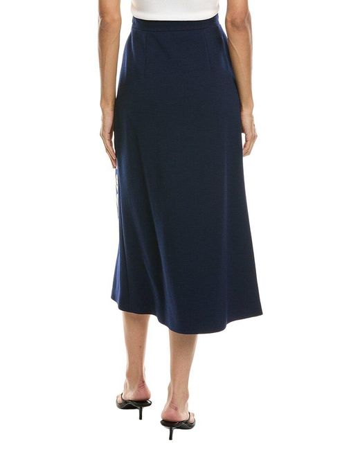 Prada Blue Bead Embellished Wool Midi Skirt