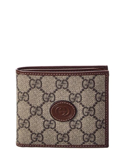 Gucci Brown Interlocking G GG Supreme Canvas & Leather Bifold Wallet for men
