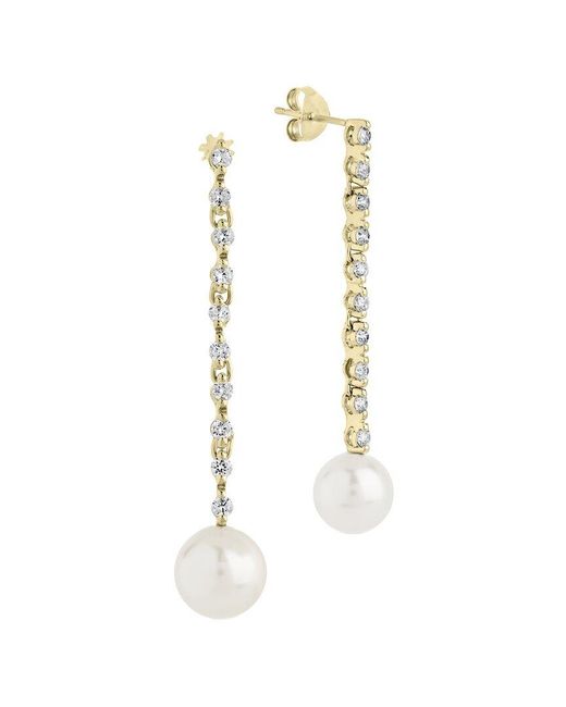 Sterling Forever White 14K Plated Blake Drop Stud Earrings