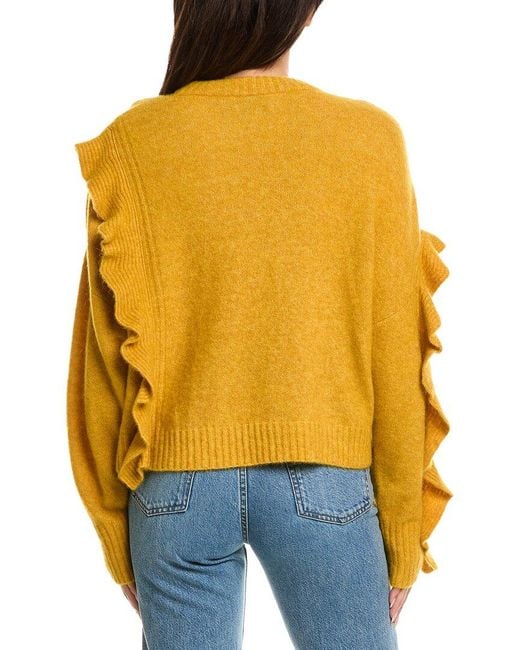 3.1 Phillip Lim Yellow Lofty Cropped Ruffle Wool & Alpaca-Blend Pullover