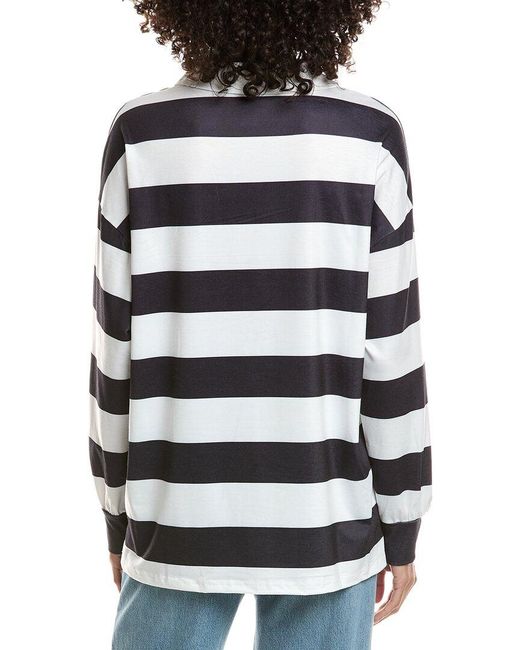 Madison Miles White Stripe Polo Shirt
