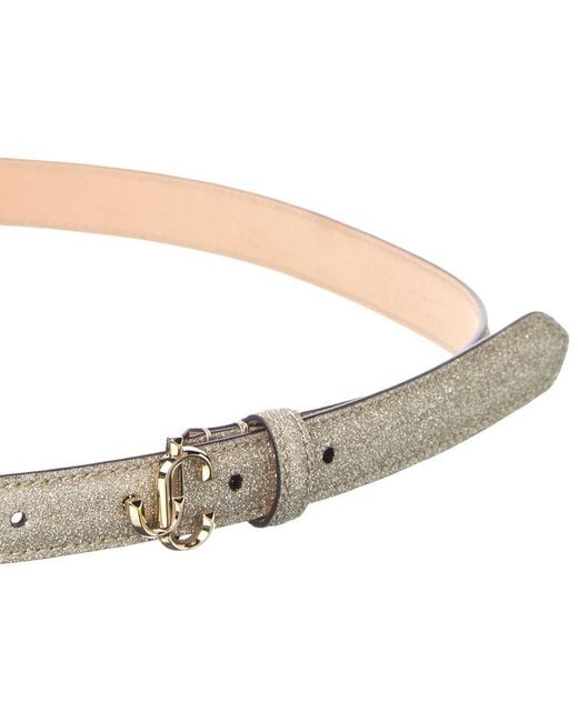 Jimmy Choo White Mini Helina Glitter Belt