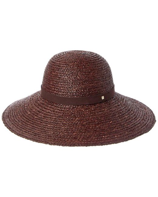 Bruno Magli Brown Wide Brim Round Crown Straw Sun Hat