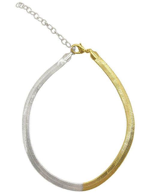 Adornia Metallic 14k Plated Water-resistant Herringbone Snake Chain Necklace