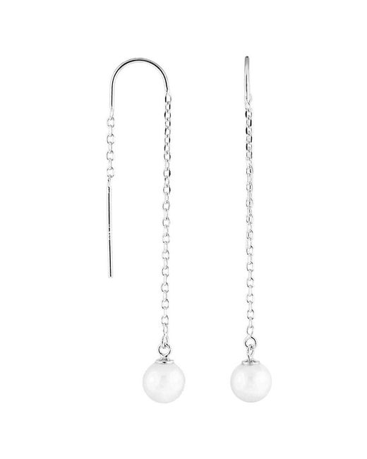 Splendid White Silver 7-8mm Akoya Pearl Earrings